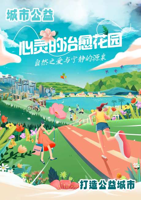 城市低碳环保健康生活公益海报-采灵感-https://www.cailinggan.com/