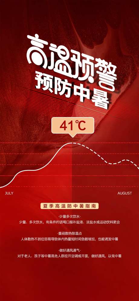 高温预警预防中暑海报-采灵感-https://www.cailinggan.com/