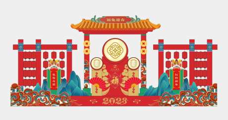 酒店新年门楼美陈-采灵感-https://www.cailinggan.com/