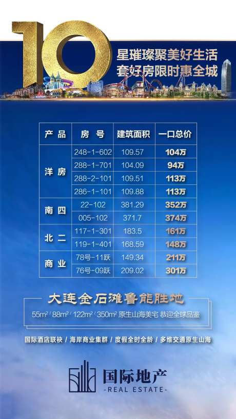 蓝金色房地产房源信息一览表微信海报-采灵感-https://www.cailinggan.com/