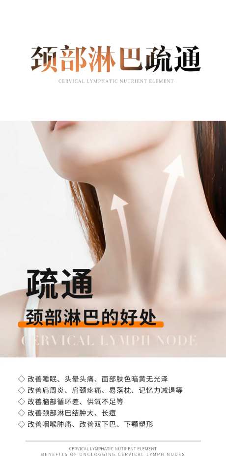 颈部淋巴疏通好处科普海报-采灵感-https://www.cailinggan.com/