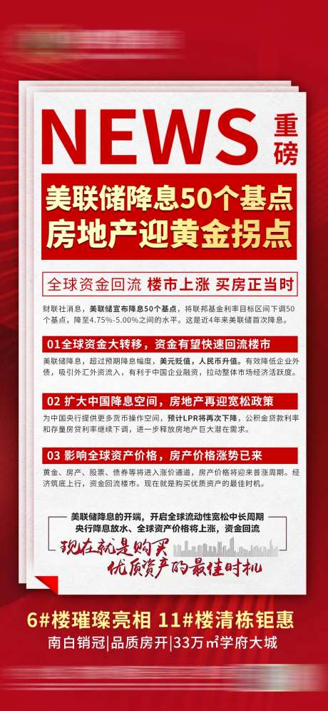 地产政策l利好消息政策解读海报-采灵感-https://www.cailinggan.com/
