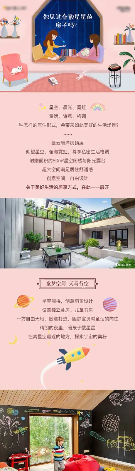 地产阁楼价值点卡通长图专题设计-采灵感-https://www.cailinggan.com/