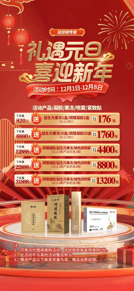 礼遇元旦喜迎新年大健康海报-采灵感-https://www.cailinggan.com/