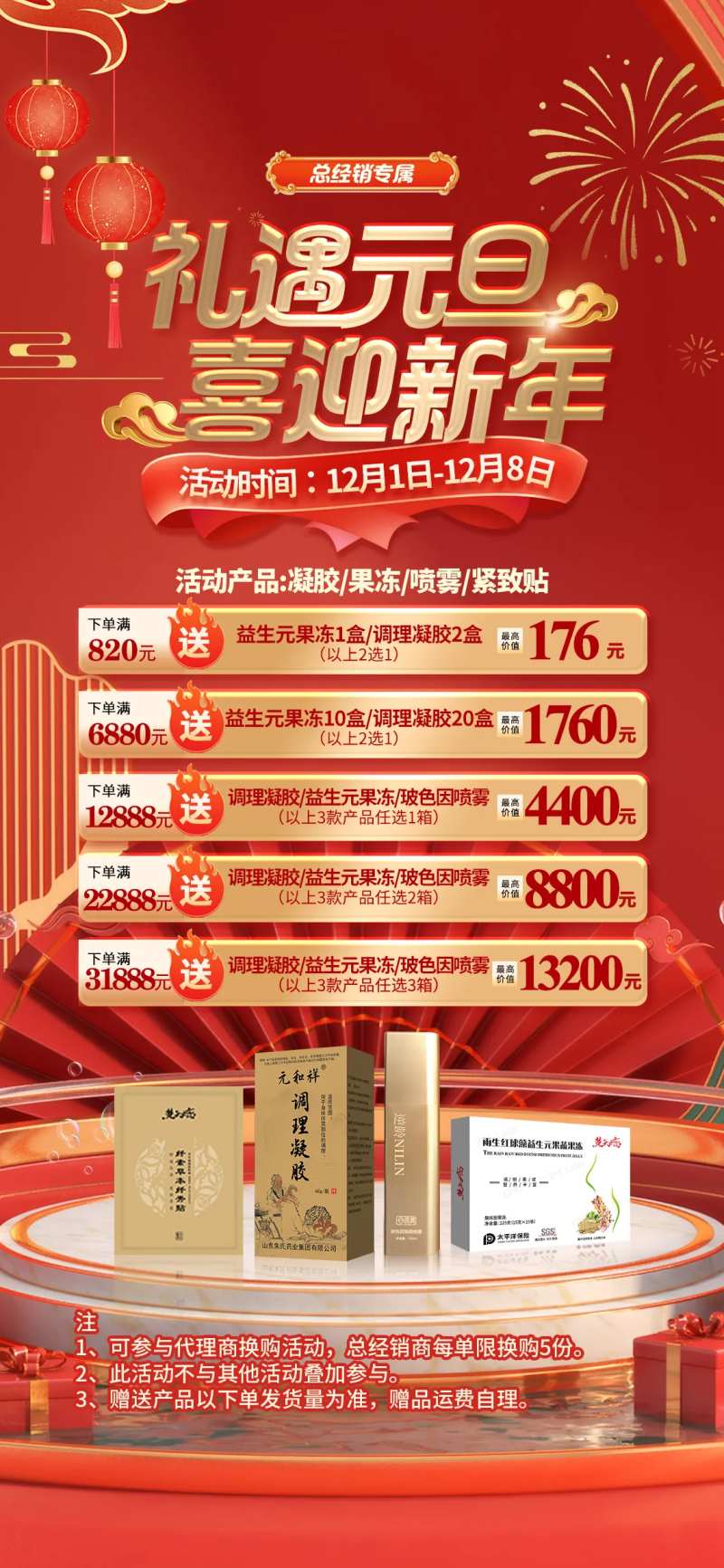 礼遇元旦喜迎新年大健康海报-采灵感-cailinggan.com