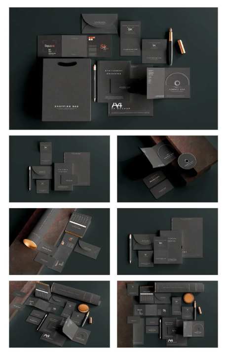黑色质感品牌文具样机设计-采灵感-https://www.cailinggan.com/