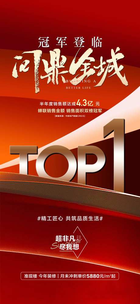 销售冠军问鼎全场红金热销海报-采灵感-https://www.cailinggan.com/