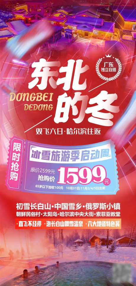 东北的冬促销特惠喜庆海报-采灵感-https://www.cailinggan.com/
