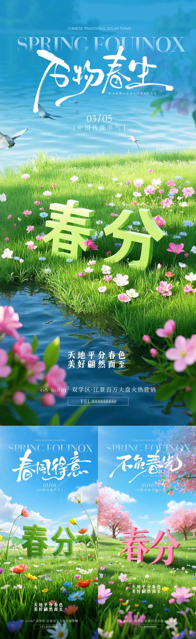 春分创意立体字节气海报-采灵感-cailinggan.com