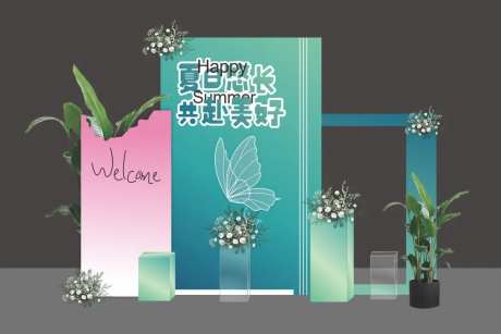蓝色高级质感氛围美陈布置-采灵感-https://www.cailinggan.com/