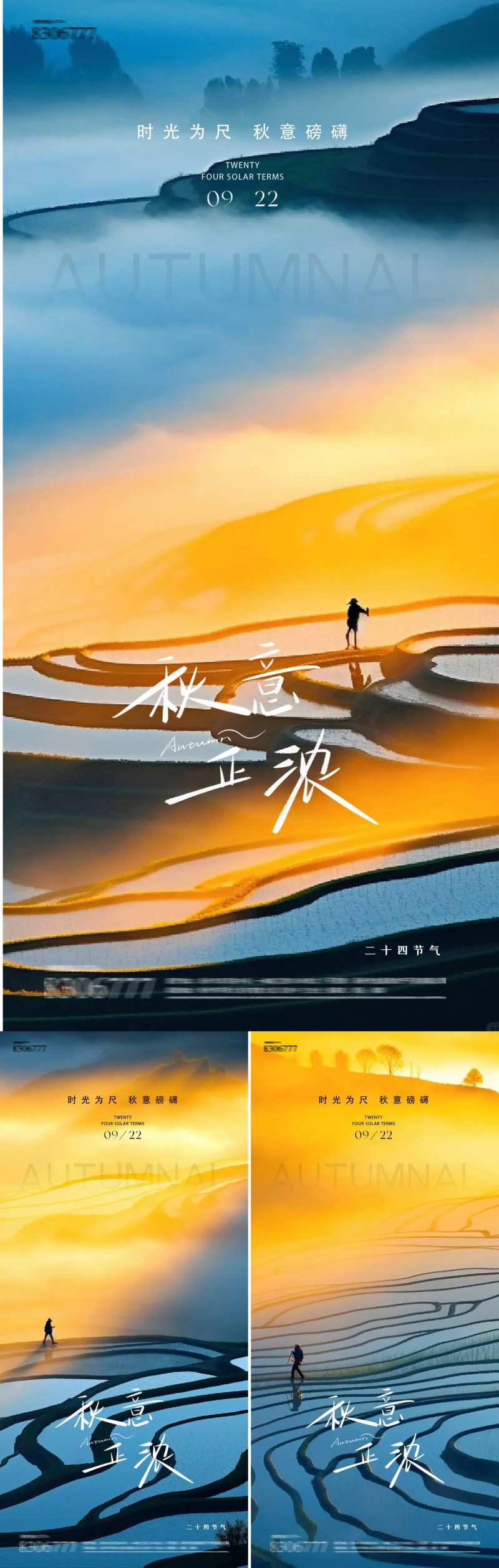 秋分24节气梯田海报-采灵感-cailinggan.com