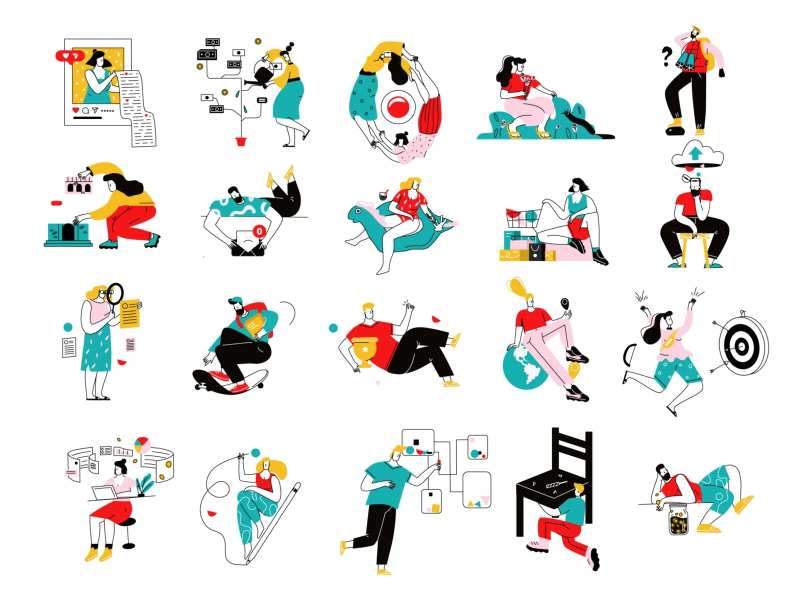 欧美风格人物插画-采灵感-cailinggan.com