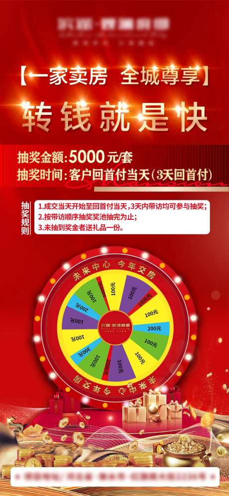 地产抽奖转盘佣金活动海报-采灵感-https://www.cailinggan.com/