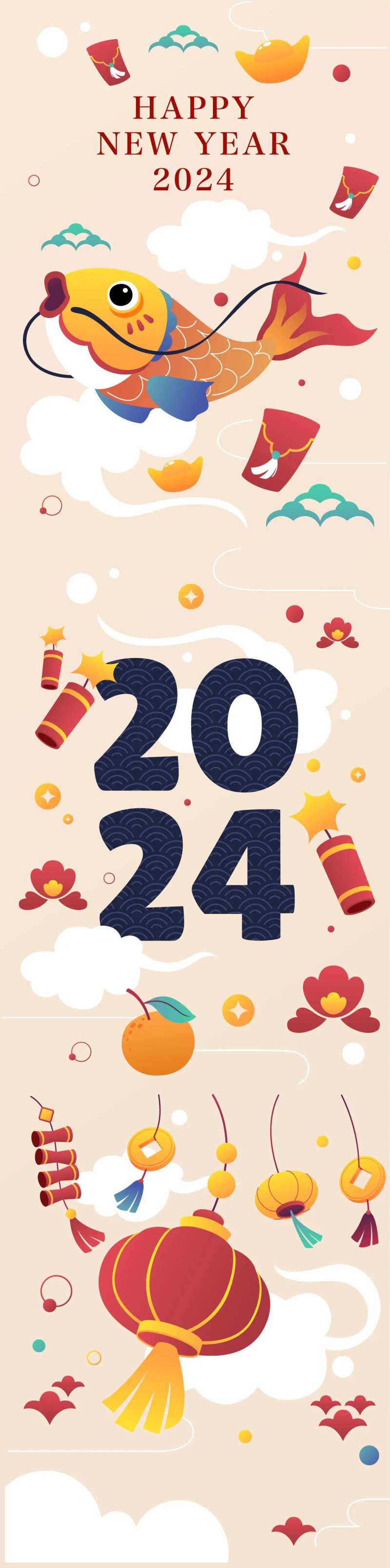 龙年新春卡通系列海报-采灵感-cailinggan.com