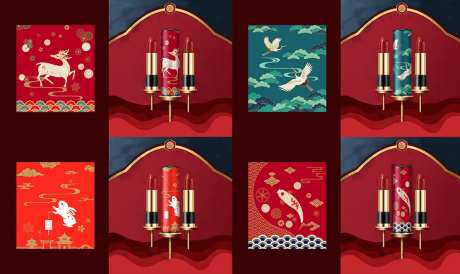 中国宫廷风吉祥图案兔鱼鹿鹤-采灵感-https://www.cailinggan.com/