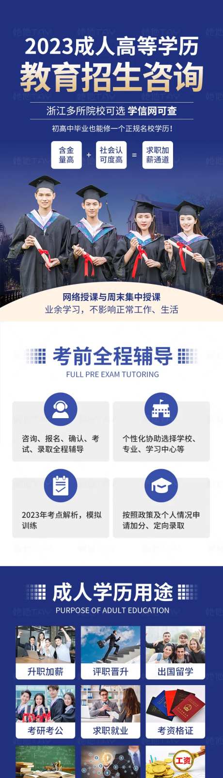 成人教育学历提升海报长图-采灵感-https://www.cailinggan.com/