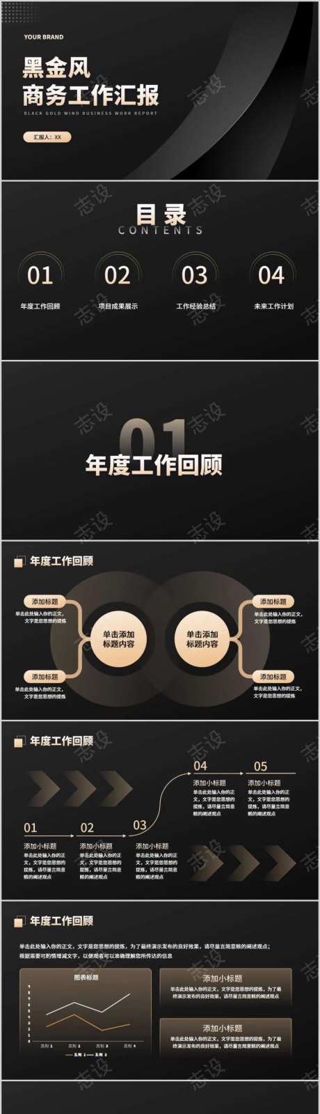 高级黑金风商务工作汇报模板-采灵感-https://www.cailinggan.com/