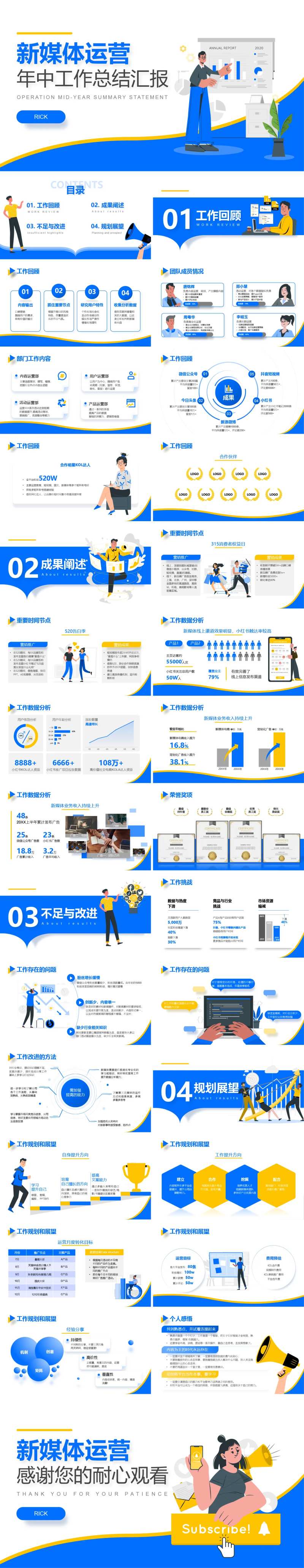 新媒体运营年中工作总结汇报PPT-采灵感-cailinggan.com