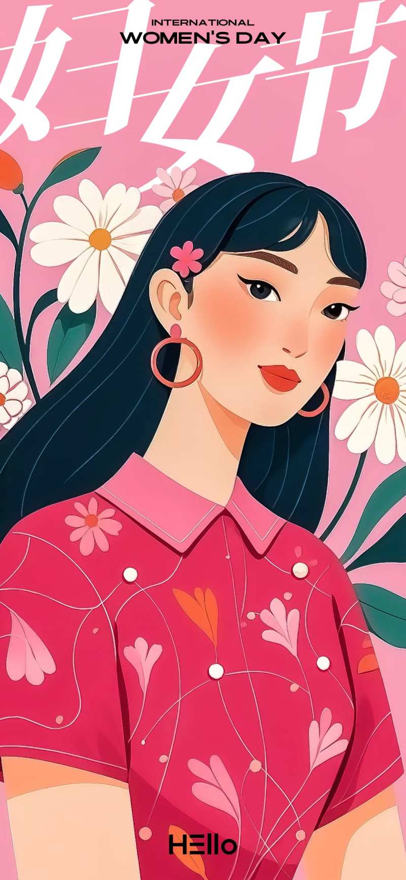 三八国际妇女节插画海报-采灵感-cailinggan.com