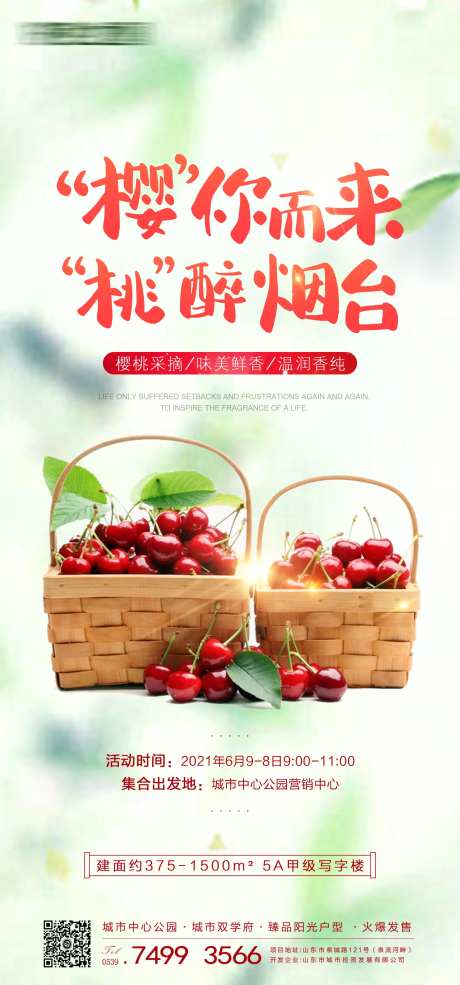 樱桃采摘海报-采灵感-https://www.cailinggan.com/