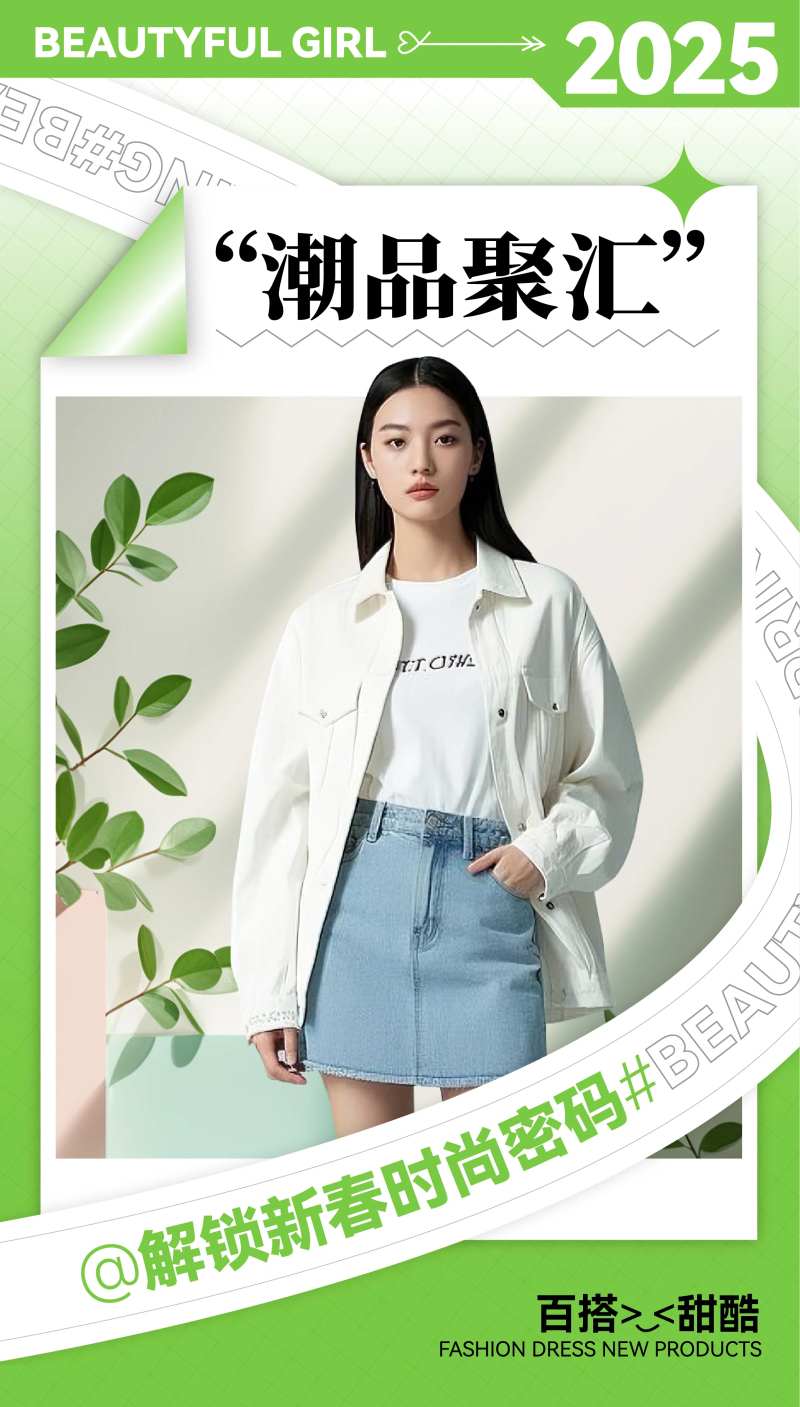 春夏甜酷潮流新品时尚女装穿搭海报-采灵感-cailinggan.com