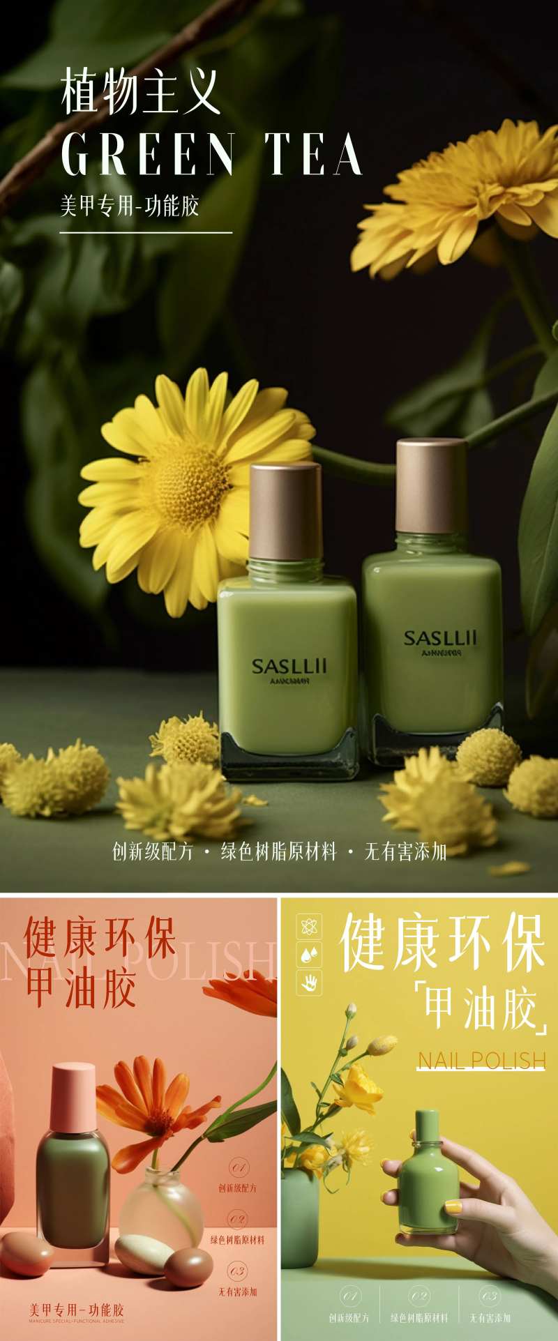 甲油胶植物小清新海报-采灵感-cailinggan.com