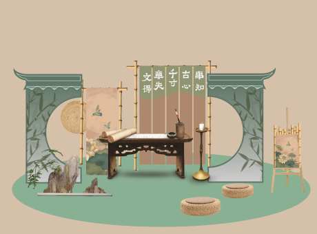 古风竹韵美陈-采灵感-https://www.cailinggan.com/