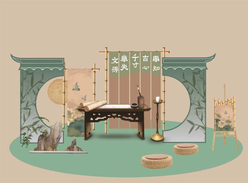 古风竹韵美陈-采灵感-cailinggan.com