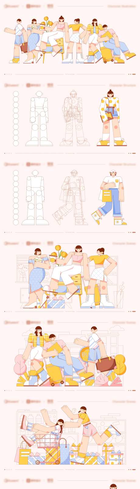 学习生活场景购物插画-采灵感-https://www.cailinggan.com/