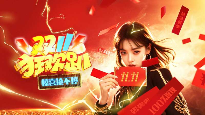 双11狂欢趴医美插画活动展板-采灵感-cailinggan.com