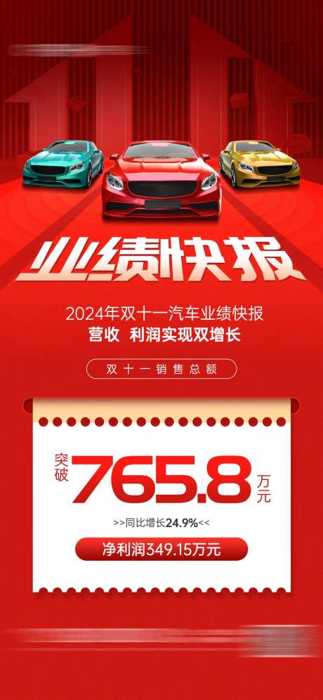 双十一汽车销售业绩海报-采灵感-https://www.cailinggan.com/