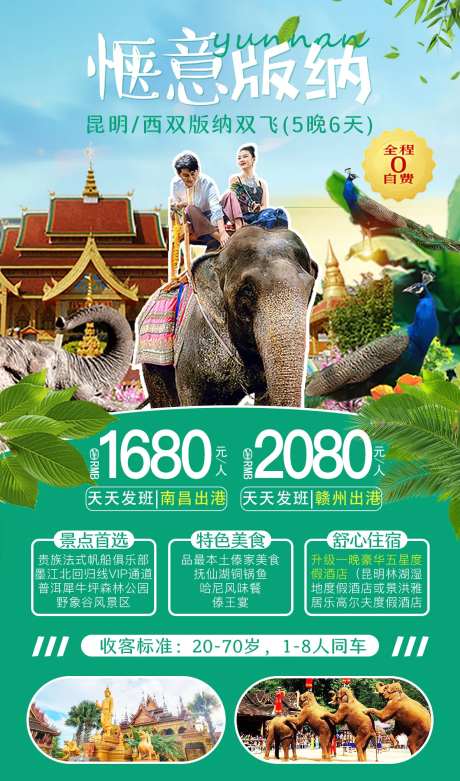 惬意版纳6日游海报-采灵感-https://www.cailinggan.com/
