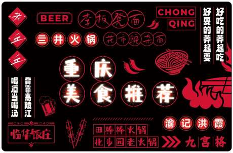 重庆美食推荐活动展板-采灵感-https://www.cailinggan.com/