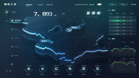 智慧工地可视化科技地图-采灵感-https://www.cailinggan.com/