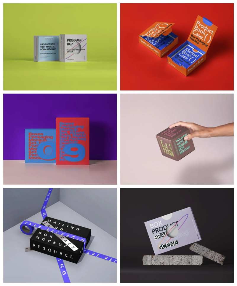 色彩方盒礼品包装礼盒样机-采灵感-cailinggan.com