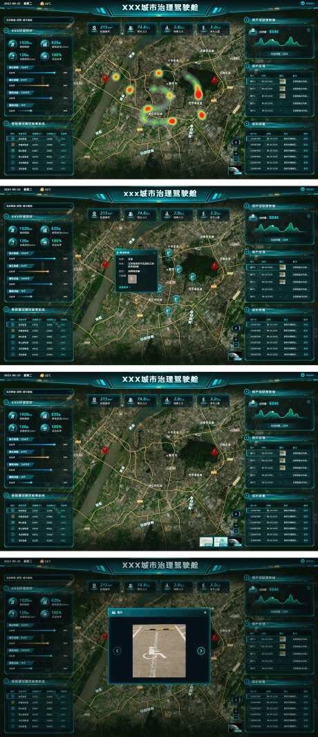城市治理驾驶舱数据可视化大屏UI设计-采灵感-https://www.cailinggan.com/