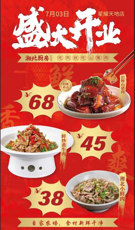 餐饮炒菜盛大开业海报-采灵感-https://www.cailinggan.com/