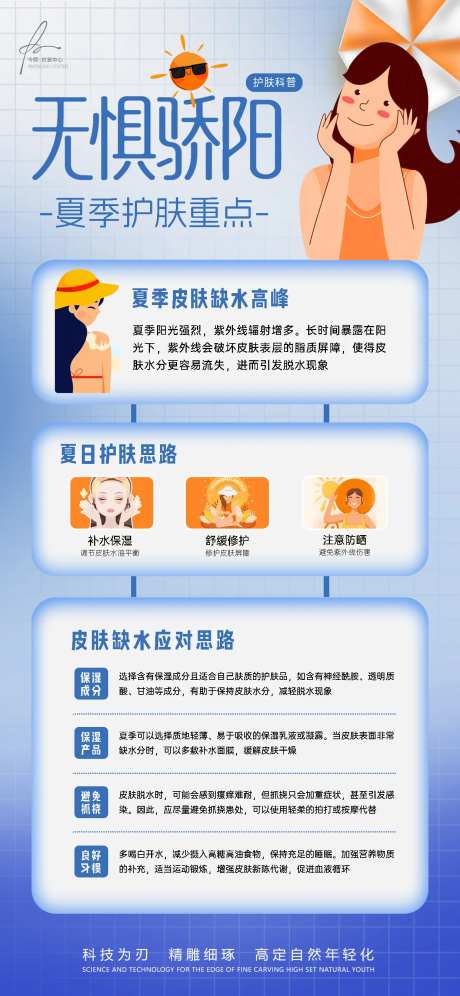 夏季护肤重点科普知识宣发海报-采灵感-https://www.cailinggan.com/