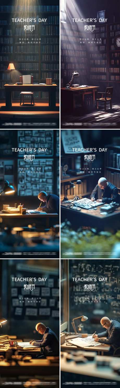 教师节图书馆海报-采灵感-https://www.cailinggan.com/