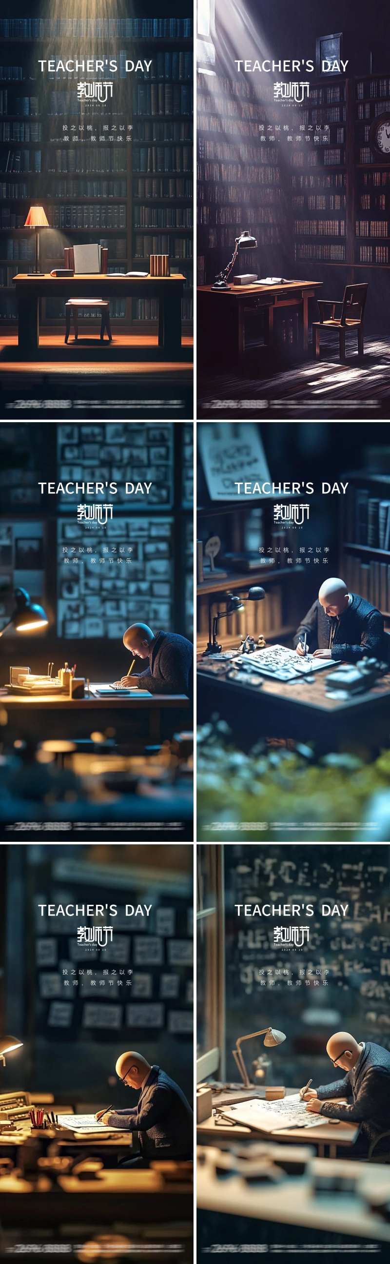 教师节图书馆海报-采灵感-cailinggan.com