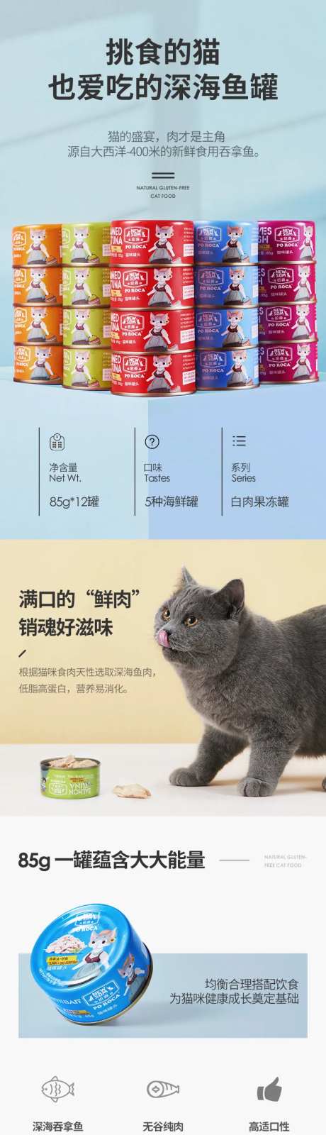 简约猫咪宠物猫粮电商详情页                                                                                                                                                                                           -采灵感-https://www.cailinggan.com/