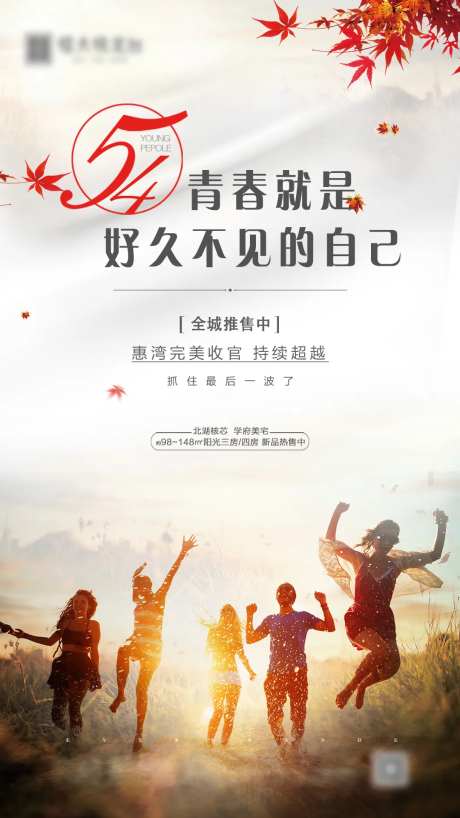 房地产五四青年节移动端海报-采灵感-cailinggan.com