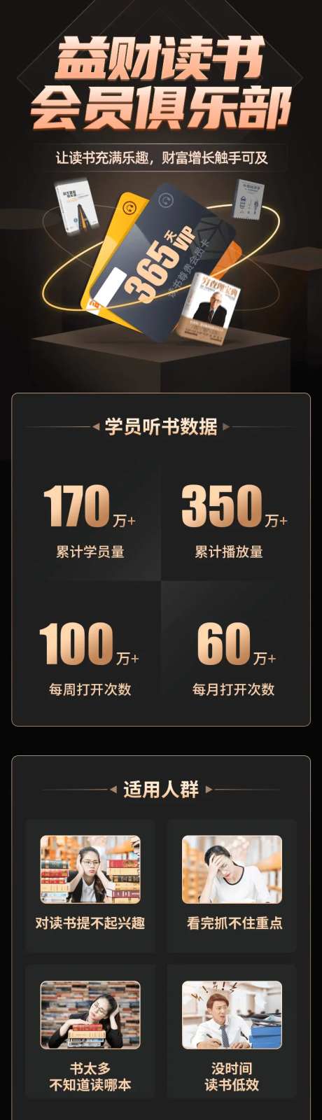 会员俱乐部vip卡权益黑金长图海报                                                                                                                                                                                       -采灵感-https://www.cailinggan.com/
