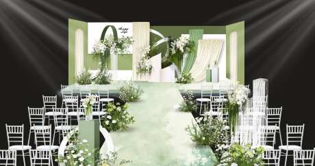 白绿婚礼仪式区-采灵感-https://www.cailinggan.com/