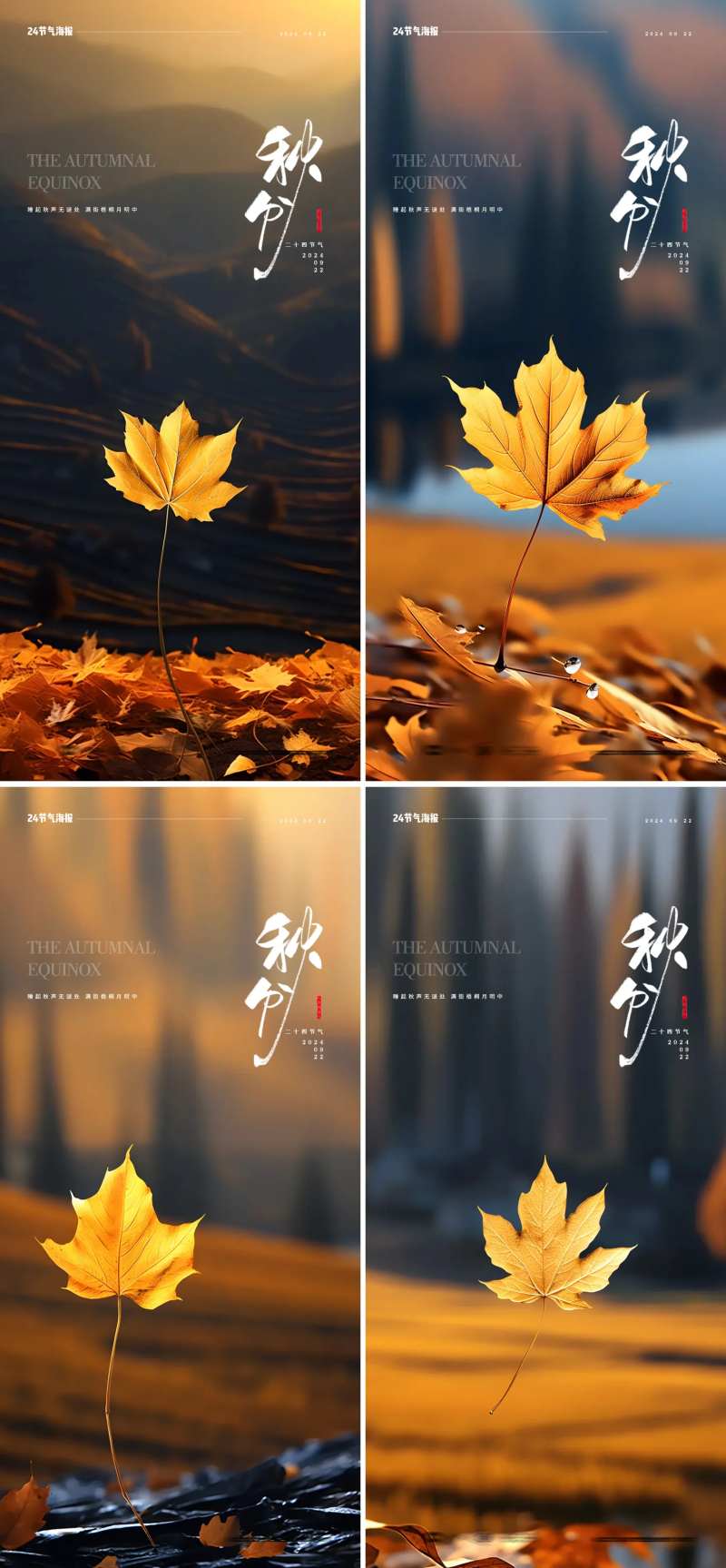 秋分节气树叶海报-采灵感-cailinggan.com