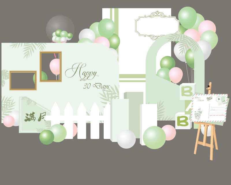 宝宝满月party布置-采灵感-cailinggan.com