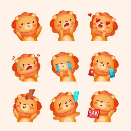 手绘小熊矢量表情包-采灵感-https://www.cailinggan.com/