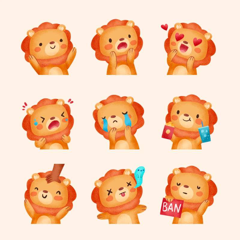 手绘小熊矢量表情包-采灵感-cailinggan.com