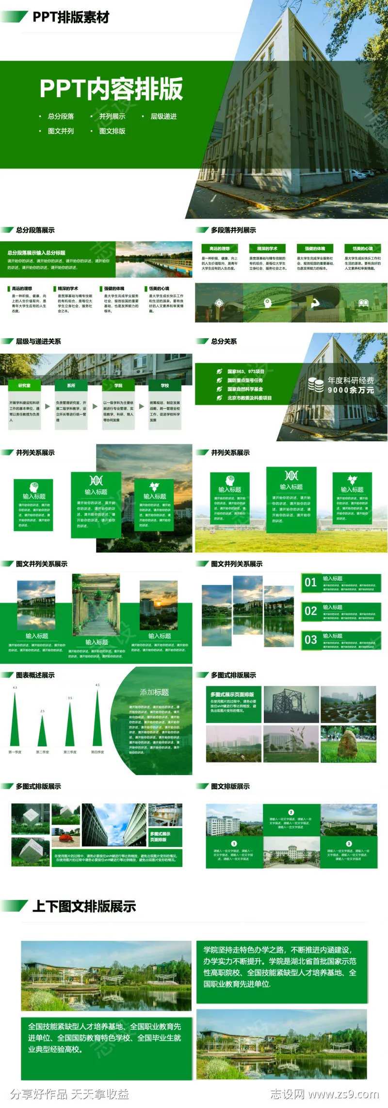ppt通用素材内容排版图文排版并列总分-采灵感-cailinggan.com