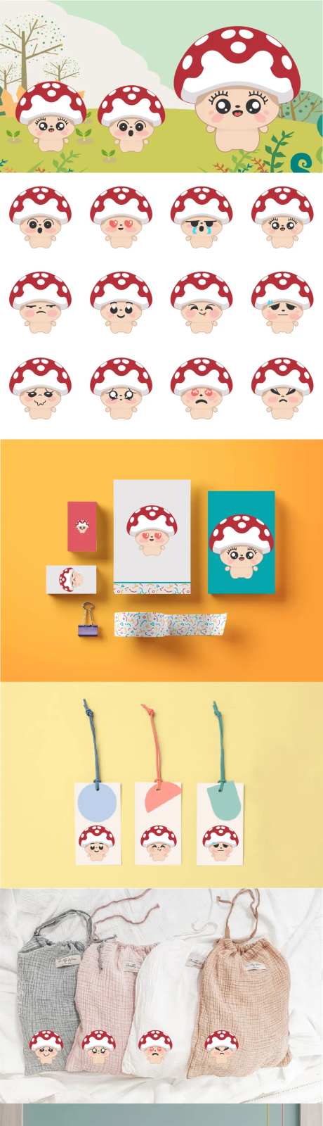 蘑菇表情包IP提案VI样机设计-采灵感-https://www.cailinggan.com/